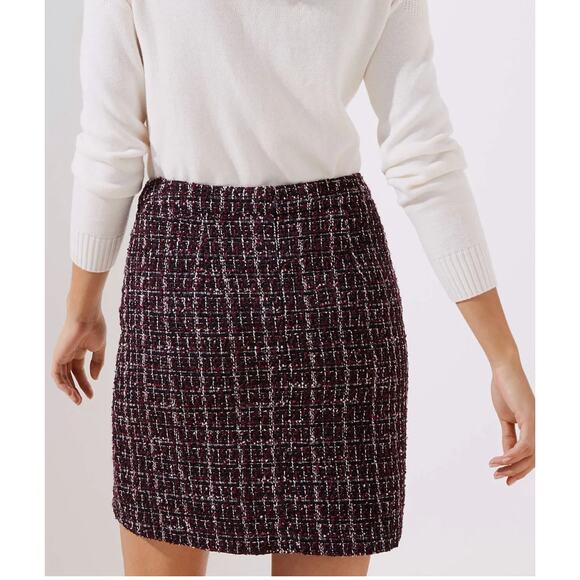 NWT Ann Taylor Loft 8P Mini Skirt | Purple Tweed Boucle Preppy Coquette Sparkle - Picture 6 of 16